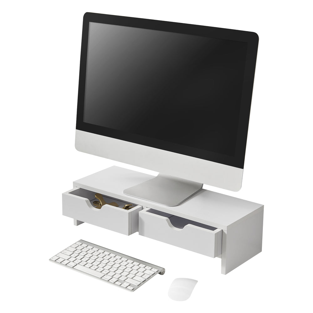 Podstawka pod monitor Mänttä z 2 szufladami 50x18x13cm w różnych kolorach [en.casa] - premiumXL