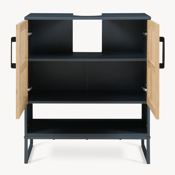 Szafka pod umywalkę Svanes 70x60x30 cm Ciemnoszary/Naturalny [en.casa]