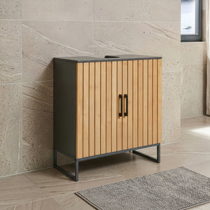 Szafka pod umywalkę Svanes 70x60x30 cm Ciemnoszary/Naturalny [en.casa]