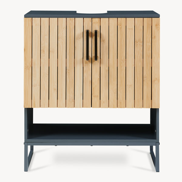 Szafka pod umywalkę Svanes 70x60x30 cm Ciemnoszary/Naturalny [en.casa]