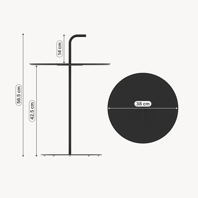 Szkic wymiarowy Metalowy stolik zewnętrzny Calimera 56,5 x Ø 38 cm [casa.pro]
