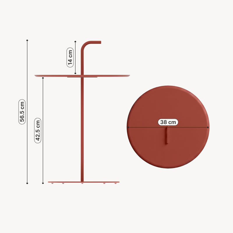 Szkic wymiarowy Metalowy stolik zewnętrzny Calimera 56,5 x Ø 38 cm [casa.pro]
