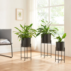 Stojaki na rośliny Orsa zestaw 3 sztuk metal czarny [en.casa] - premiumXL