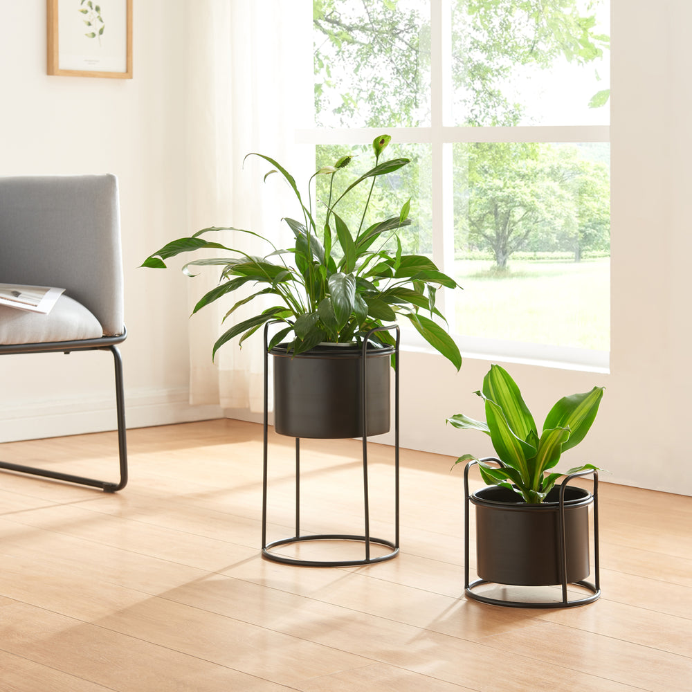 Stojaki na rośliny Osen zestaw 2 sztuk metal czarny [en.casa] - premiumXL