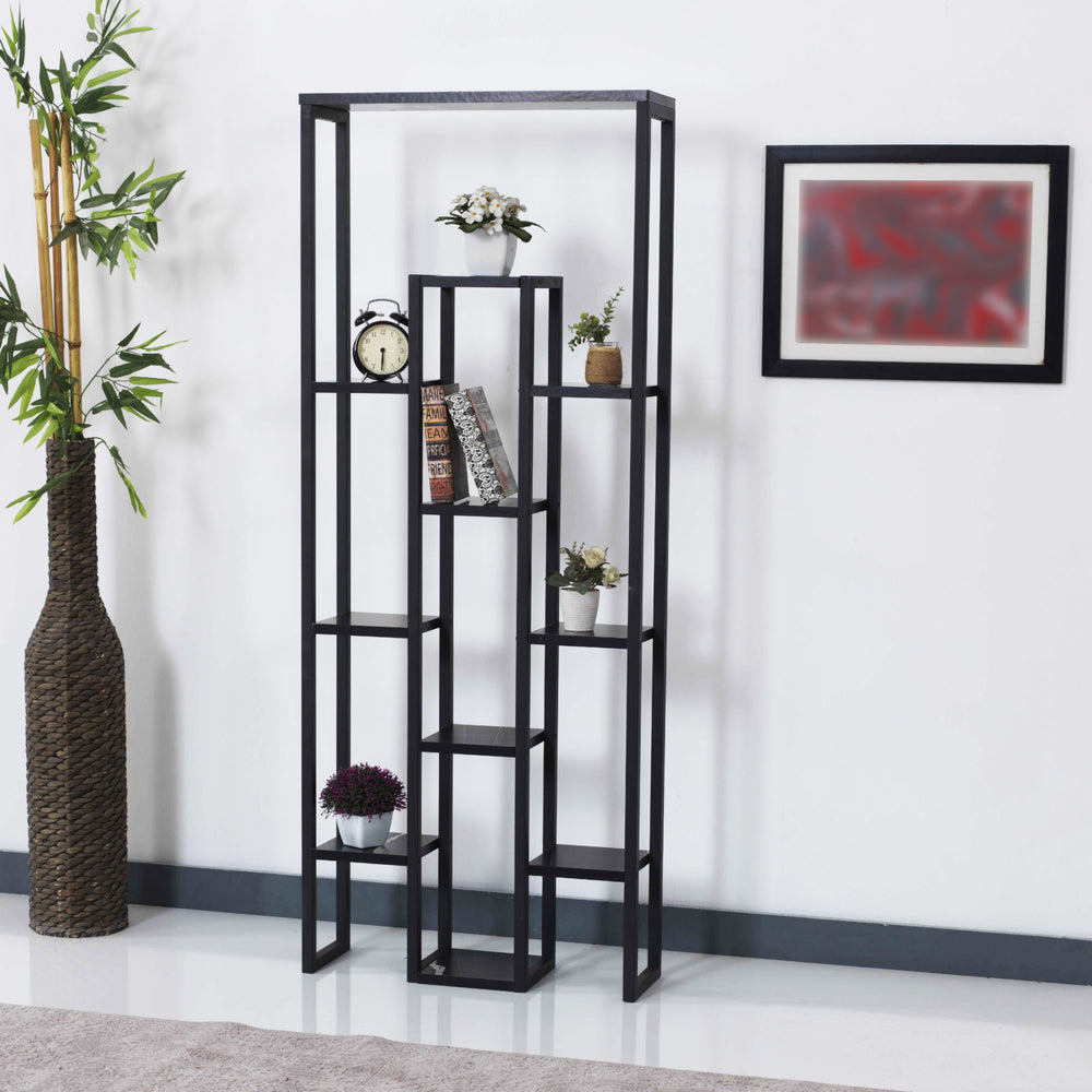 Regał na rośliny Blaavandshuk 150 x 60 x 19 cm czarny / marmurowy wygląd [en.casa] - premiumXL