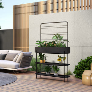 Stojak na rośliny zewnętrzny Aalsmeer metalowy 154x96x24 cm czarny [casa.pro] - premiumXL