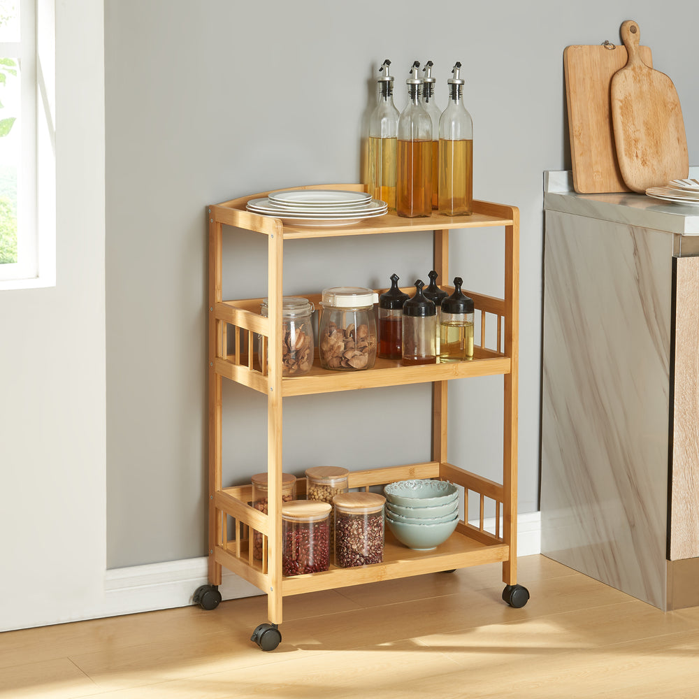 Wózek kelnerski Huddinge 80x53x30 cm bambus [en.casa] - premiumXL