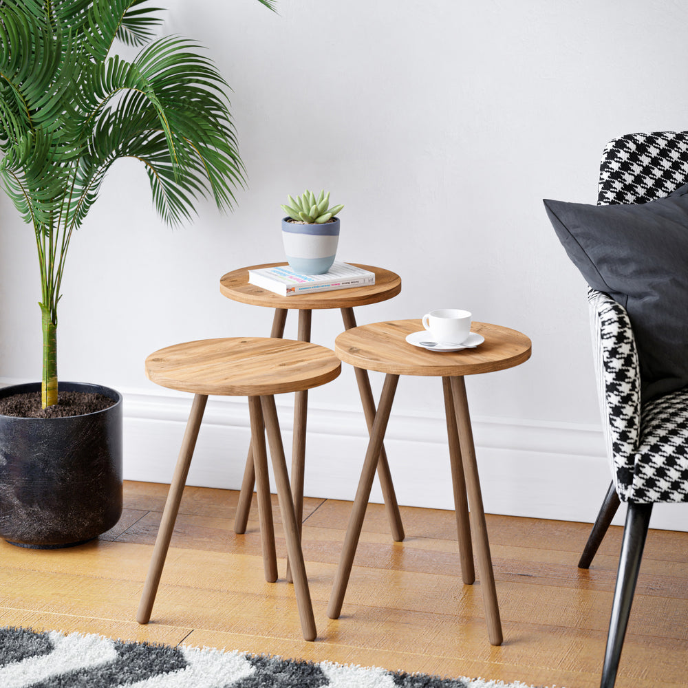 Zestaw stolików Hjørring 3-częściowy okrągły 49 x Ø34 cm różne kolory [en.casa] - premiumXL