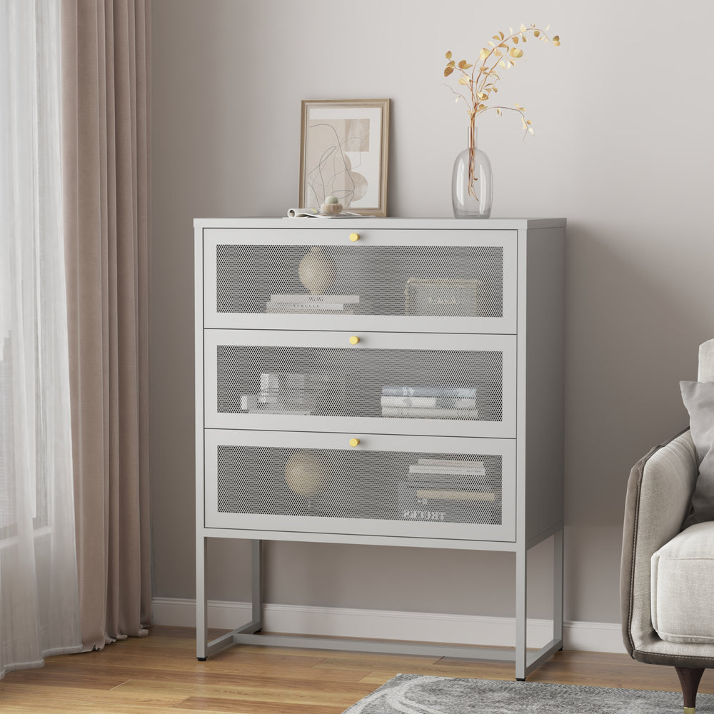 Szafka biurowa Sund z 3 szufladami 105x80x40 cm szara [en.casa] - premiumXL