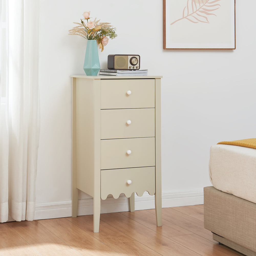 Komoda Luspoo z 4 szufladami 82x40x40 cm kremowobiała [en.casa] - premiumXL