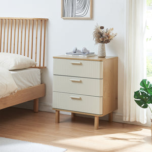 Komoda Ferrersp z 3 szufladami 70x60x40 cm dąb/kolory piasku [en.casa]