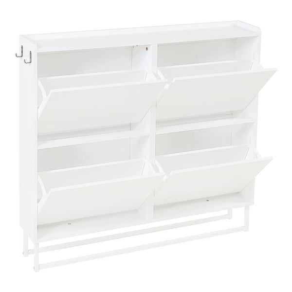Ylitornio szafka na buty 91,5x100x19 cm biała [en.casa]