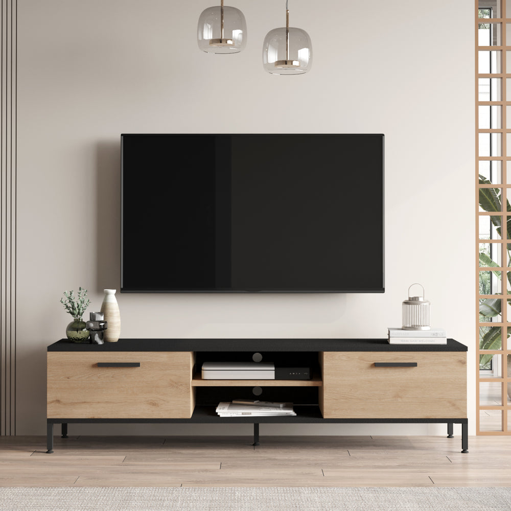 Stolik pod telewizor Lempäälä z 2 półkami 160 x 35 x 39 cm w różnych kolorach [en.casa] - premiumXL