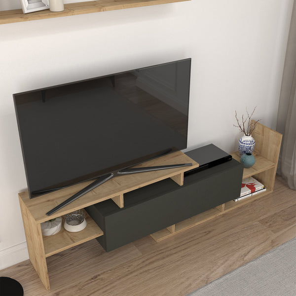 Szafka RTV Liksefte z półką ścienną 154x28x42 cm [en.casa]