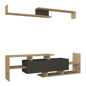 Szafka RTV Liksefte z półką ścienną 154x28x42 cm [en.casa]