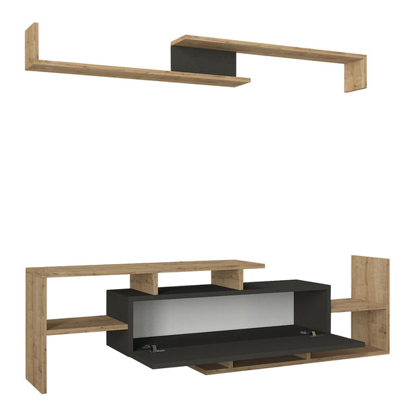 Szafka RTV Liksefte z półką ścienną 154x28x42 cm [en.casa]