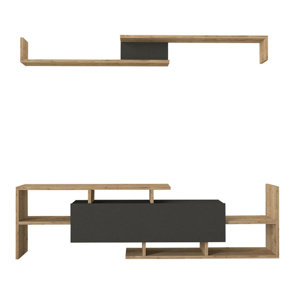 Szafka RTV Liksefte z półką ścienną 154x28x42 cm [en.casa]