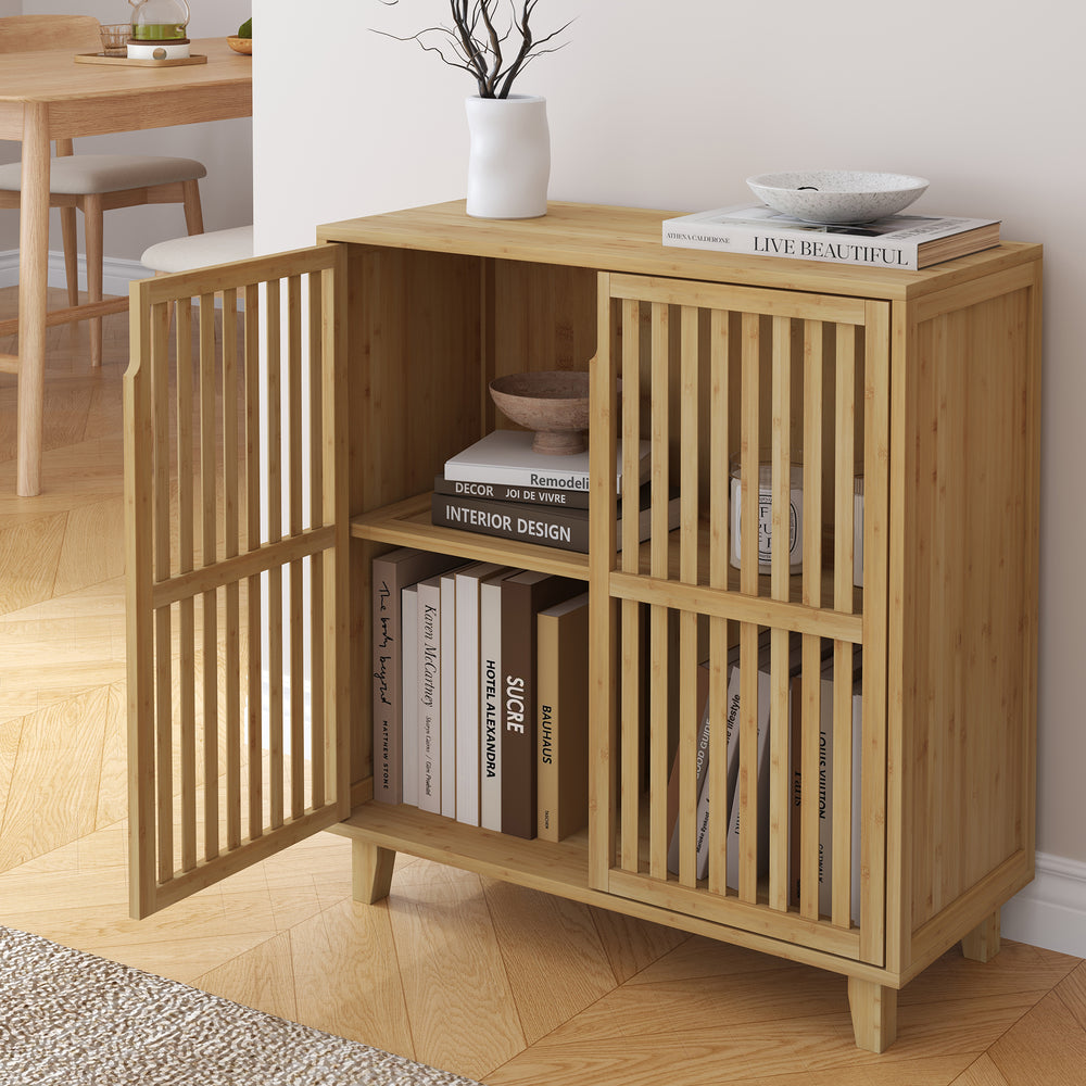 Szafka boczna Sirgerg 77x72x33 cm bambus naturalny [en.casa]