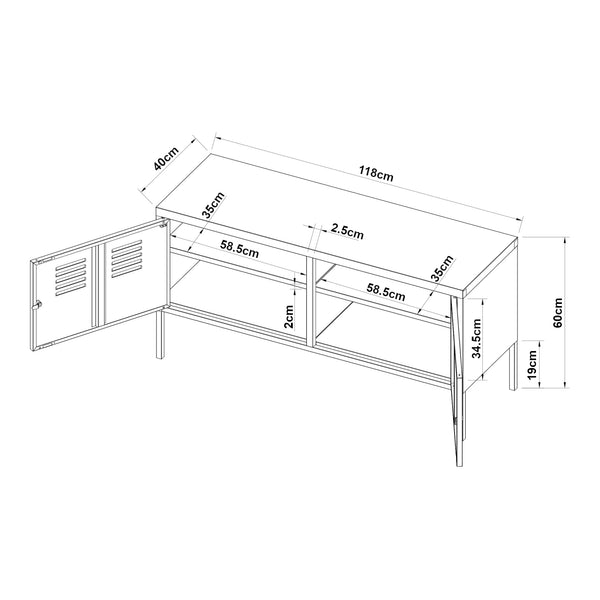 Sideboard Pyhtää 118x40x60cm stal [en.casa]