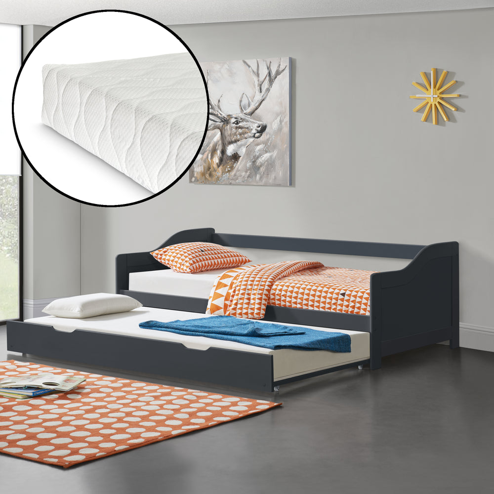 Łóżko piętrowe 90x200 cm z 2 materacami en.casa - premiumXL