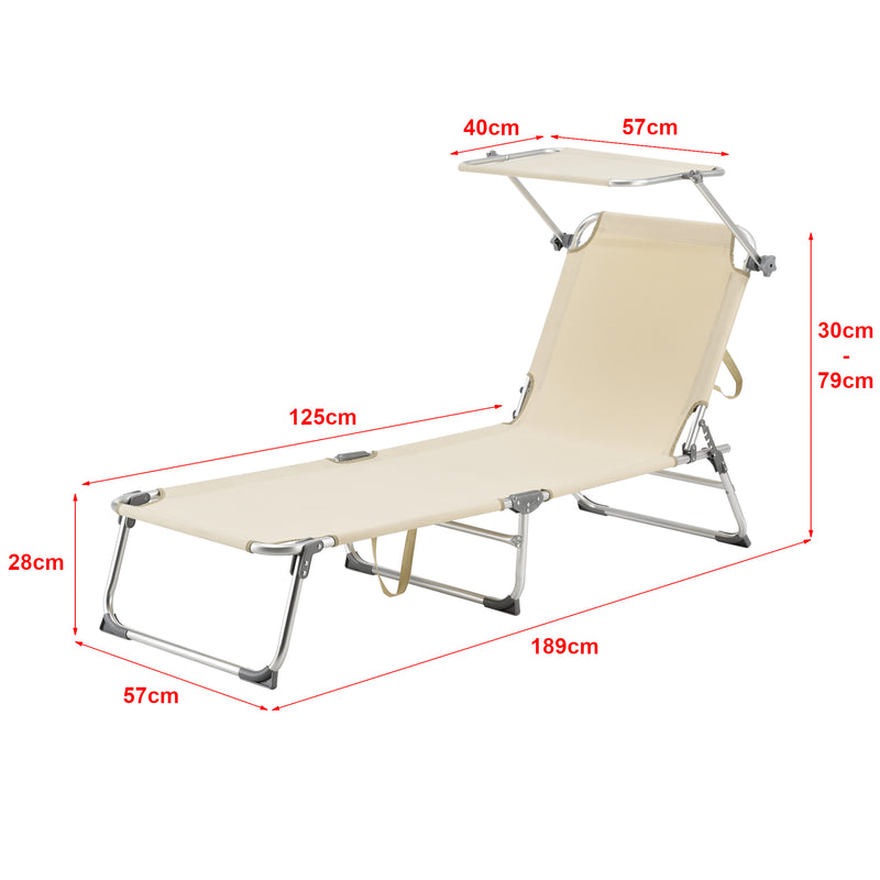 Szkic wymiarowy Aluminiowy leżak Legorreta 189x57x28 cm [en.casa]