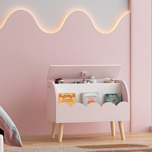 Skrzynia na zabawki Vestnes 60x30x44 cm Cotton Candy/Biały [en.casa] - premiumXL