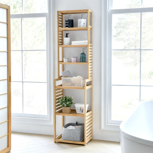 Regał stojący Forssa 165 x 42 x 28 cm bambus naturalny [en.casa] - premiumXL