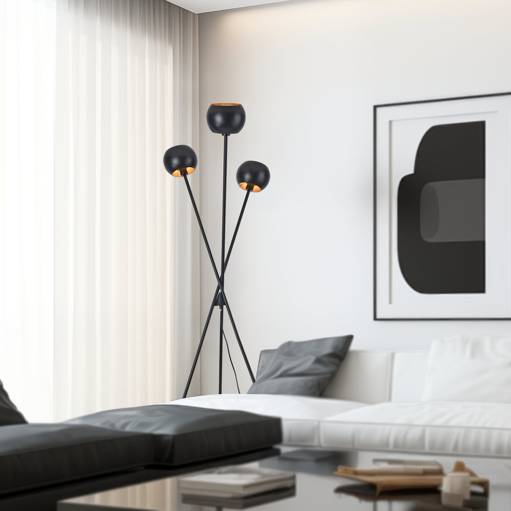 Lampa stojąca Nykvarn 3-płomienna czarna / złota [lux.pro] - premiumXL
