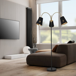 Lampa stojąca Wycombe 3 - płomienna czarna / złota [lux.pro] - premiumXL