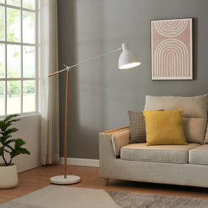 Lampa stojąca Banchory metal 163 cm efekt drewna/biały [lux.pro] - premiumXL