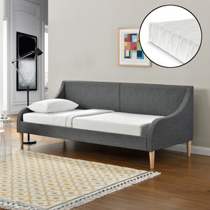 Łóżko dzienne 90x200 cm z lub bez materaca z pianki zimnej ciemnoszare en.casa - premiumXL