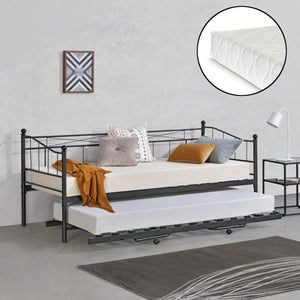 Metalowe łóżko dzienne Skutskär z materacem 90x200cm w różnych kolorach kolory en.casa