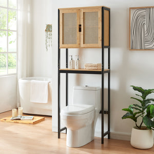 Szafka łazienkowa Tervola 172x63x27 cm czarna/bambus [en.casa] - premiumXL