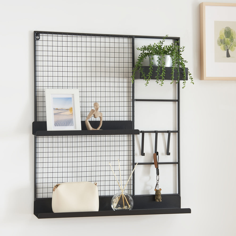 Kratownica ścienna Westre 70x60x11cm metal czarny [en.casa] - premiumXL