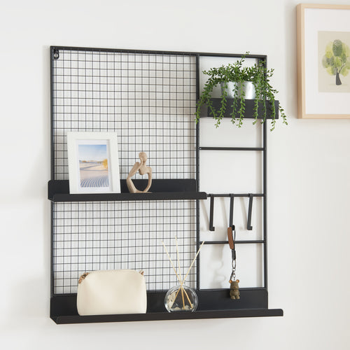 Kratownica ścienna Westre 70x60x11cm metal czarny [en.casa] - premiumXL