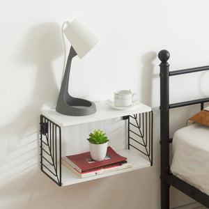 Półka ścienna Moss 39x18x23 cm czarna/biała [en.casa] - premiumXL