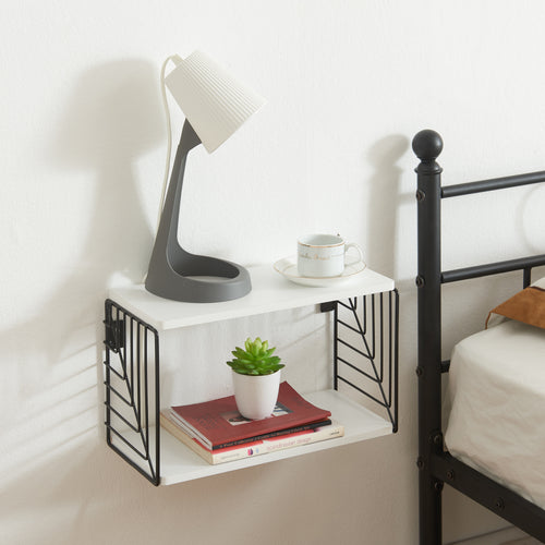 Półka ścienna Moss 39x18x23 cm czarna/biała [en.casa] - premiumXL