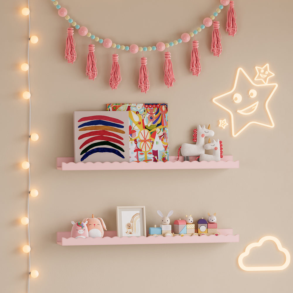 Dzieci - półka ścienna zestaw 2 sztuk Vestnes 60x10x5 cm Cotton Candy [en.casa] - premiumXL