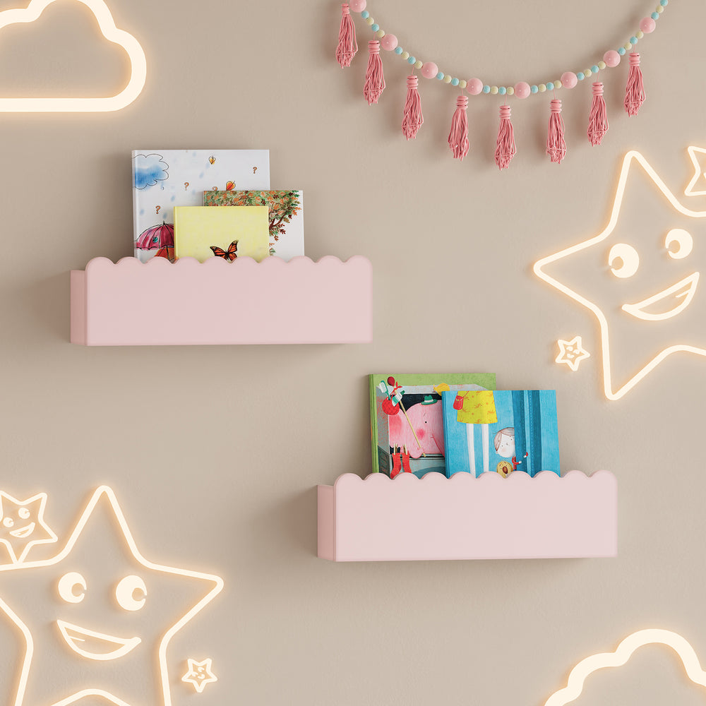 Dzieci - półka ścienna zestaw 2 sztuk Vestnes 40x10x10 cm Cotton Candy [en.casa] - premiumXL