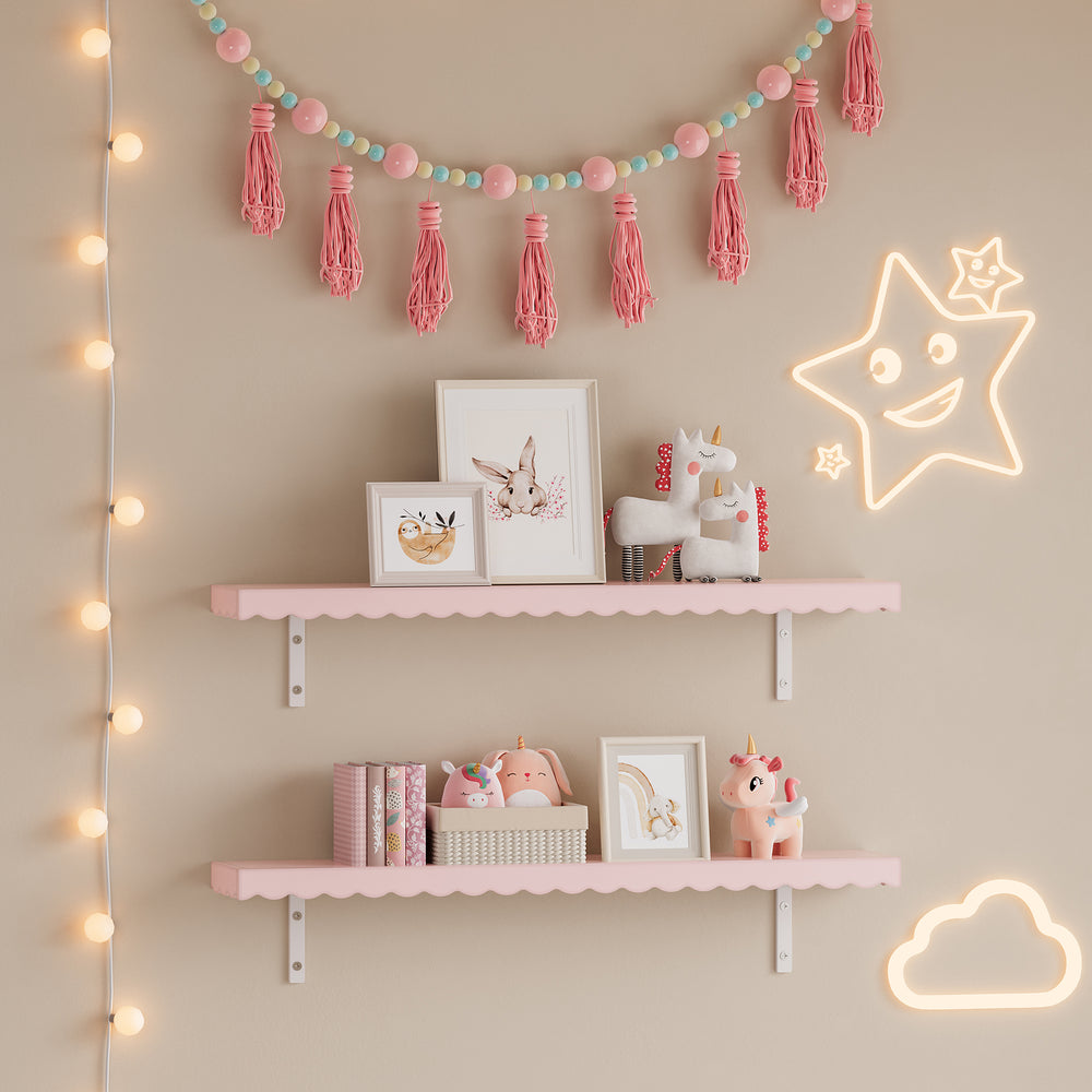 Dzieci - półka ścienna zestaw 2 sztuk Vestnes 80x17x4 cm Cotton Candy [en.casa] - premiumXL