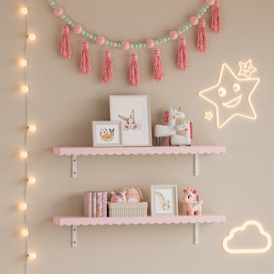 Dzieci - półka ścienna zestaw 2 sztuk Vestnes 80x17x4 cm Cotton Candy [en.casa] - premiumXL