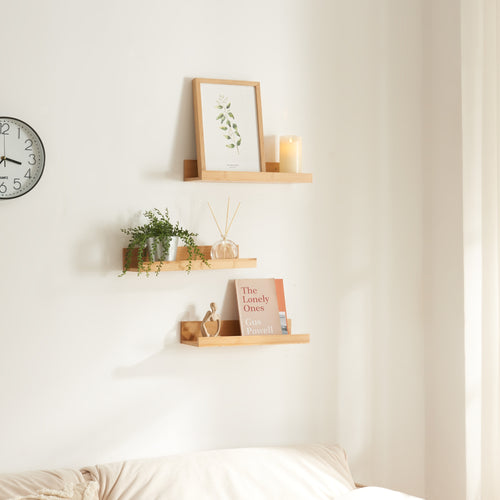 Zestaw półek ściennych Gildeskål 3 sztuki 40x13x7cm bambus [en.casa] - premiumXL