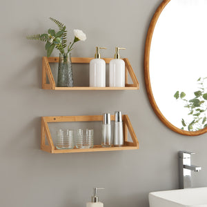 Zestaw półek ściennych Gjerdrum 2 sztuki 43x15x15cm bambus [en.casa] - premiumXL