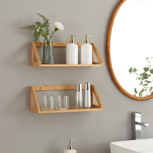 Zestaw półek ściennych Gjerdrum 2 sztuki 43x15x15cm bambus [en.casa] - premiumXL