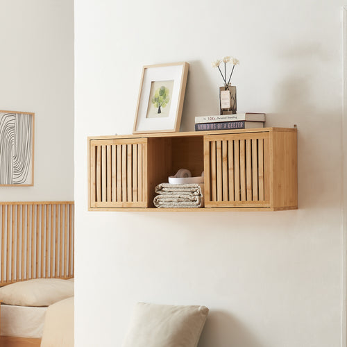 Półka ścienna Ypäjä 93x20x33 cm bambus [en.casa] - premiumXL