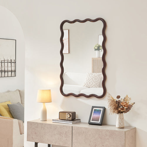 Lustro ścienne Porloskid 90x60 cm ciemnobrązowe [en.casa] - premiumXL