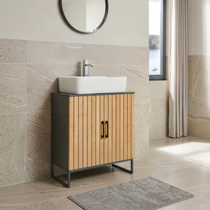 Szafka pod umywalkę Svanes 70x60x30 cm Ciemnoszary/Naturalny [en.casa]