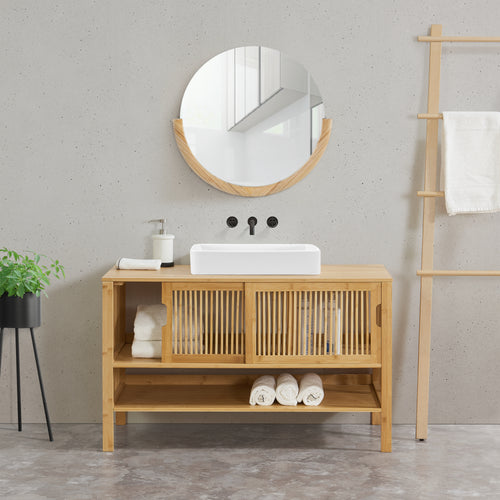 Szafka pod umywalkę Hvaler 60x100x45cm bambus [en.casa] - premiumXL