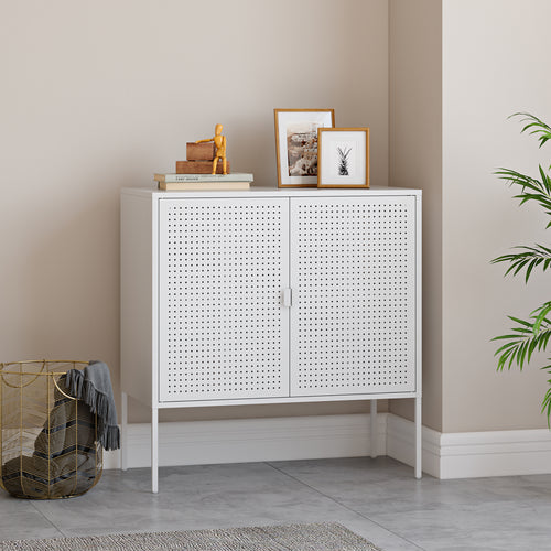 Komoda Castelli 82,5 x 80 x 40 cm biała stal [en.casa] - premiumXL