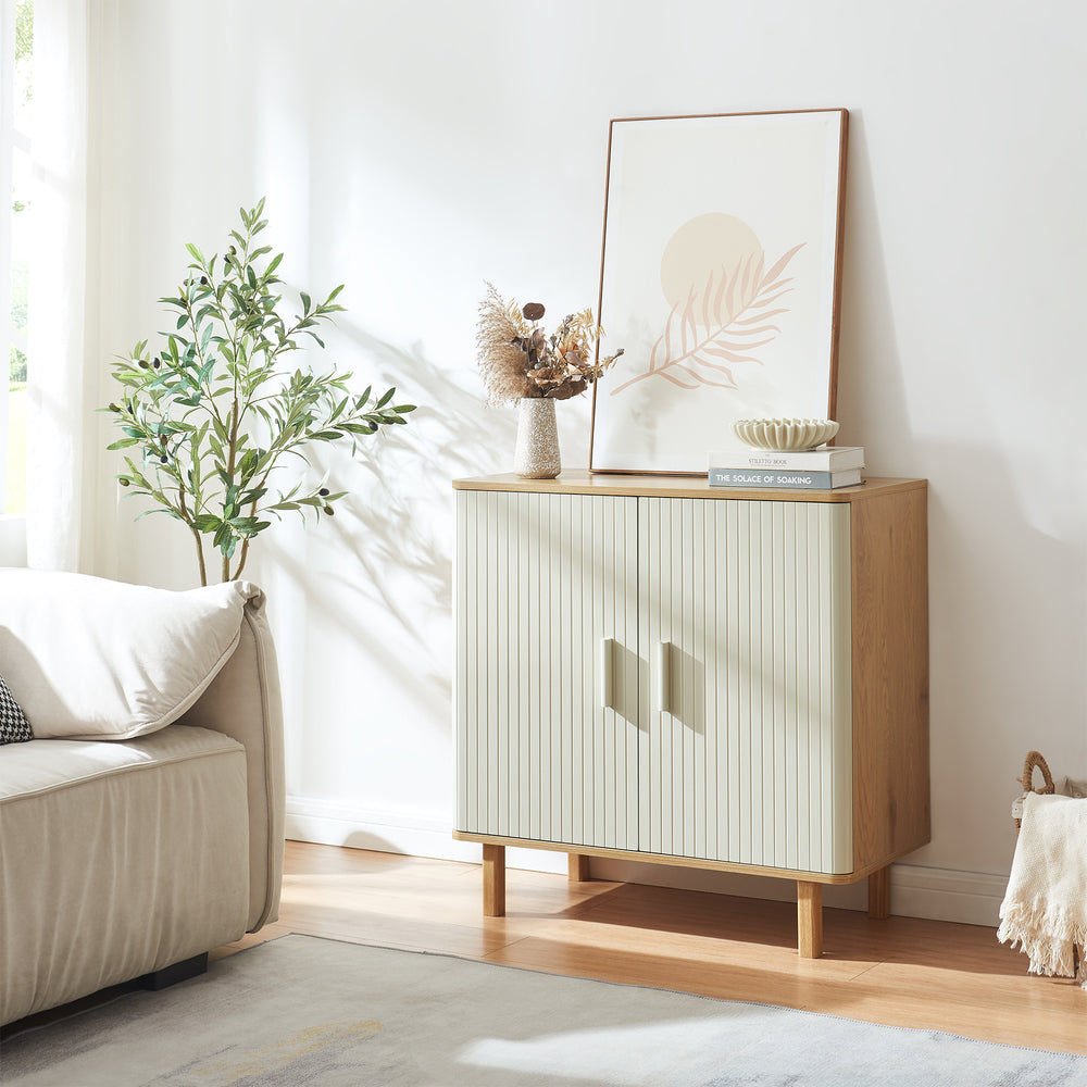 Kredens Ferrersp z 2 drzwiczkami 80x80x40 cm dąb/kolory piasku [en.casa]